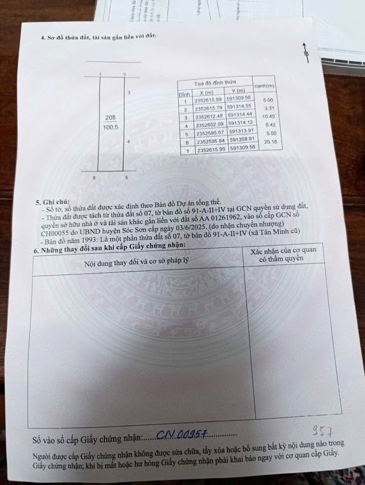 Đất thổ cư Tân Minh, Sóc Sơn 100.5m² - Đường ô tô vào tận nơi!