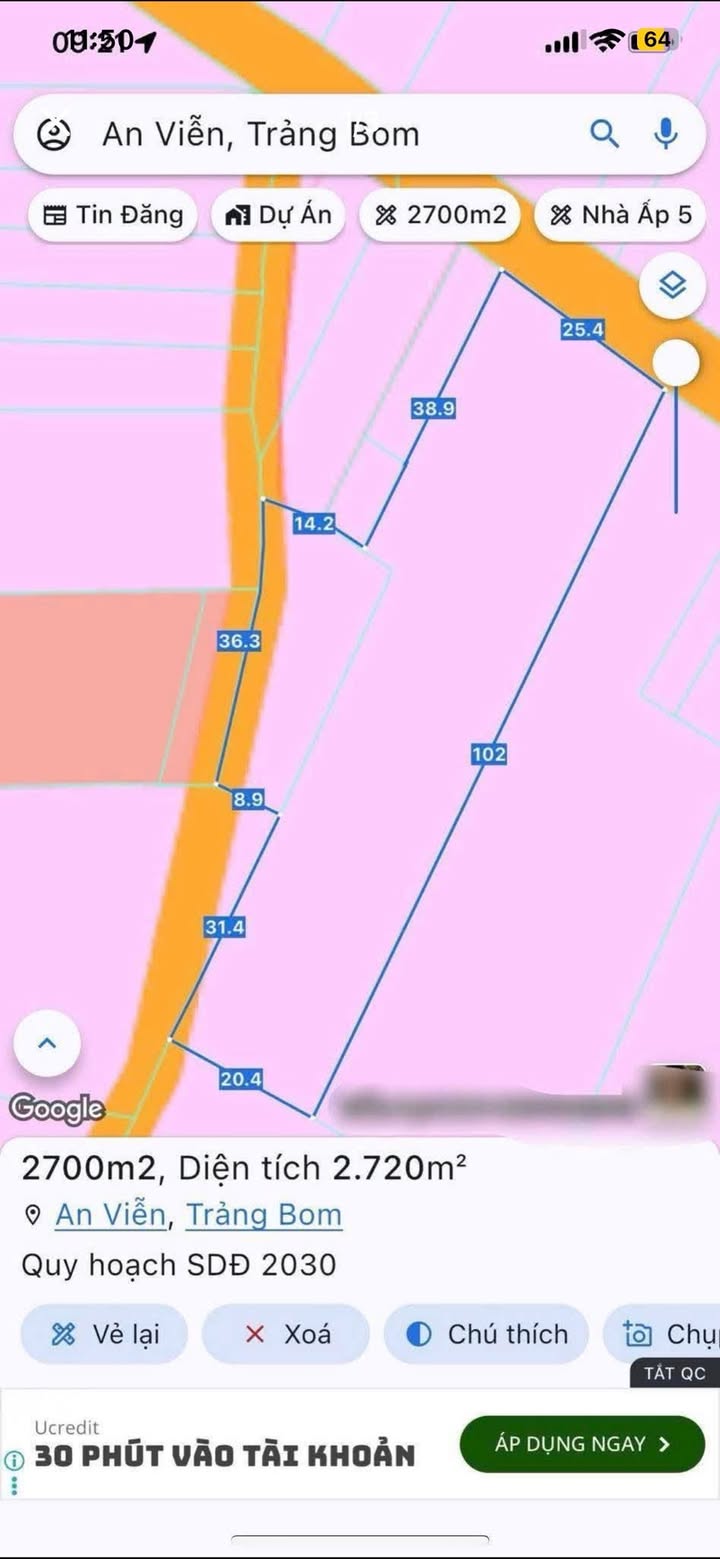 Đất sào Đồi 61 - Trảng Bom, Đồng Nai 2.729m² - Cơ hội đầu tư lý tưởng!