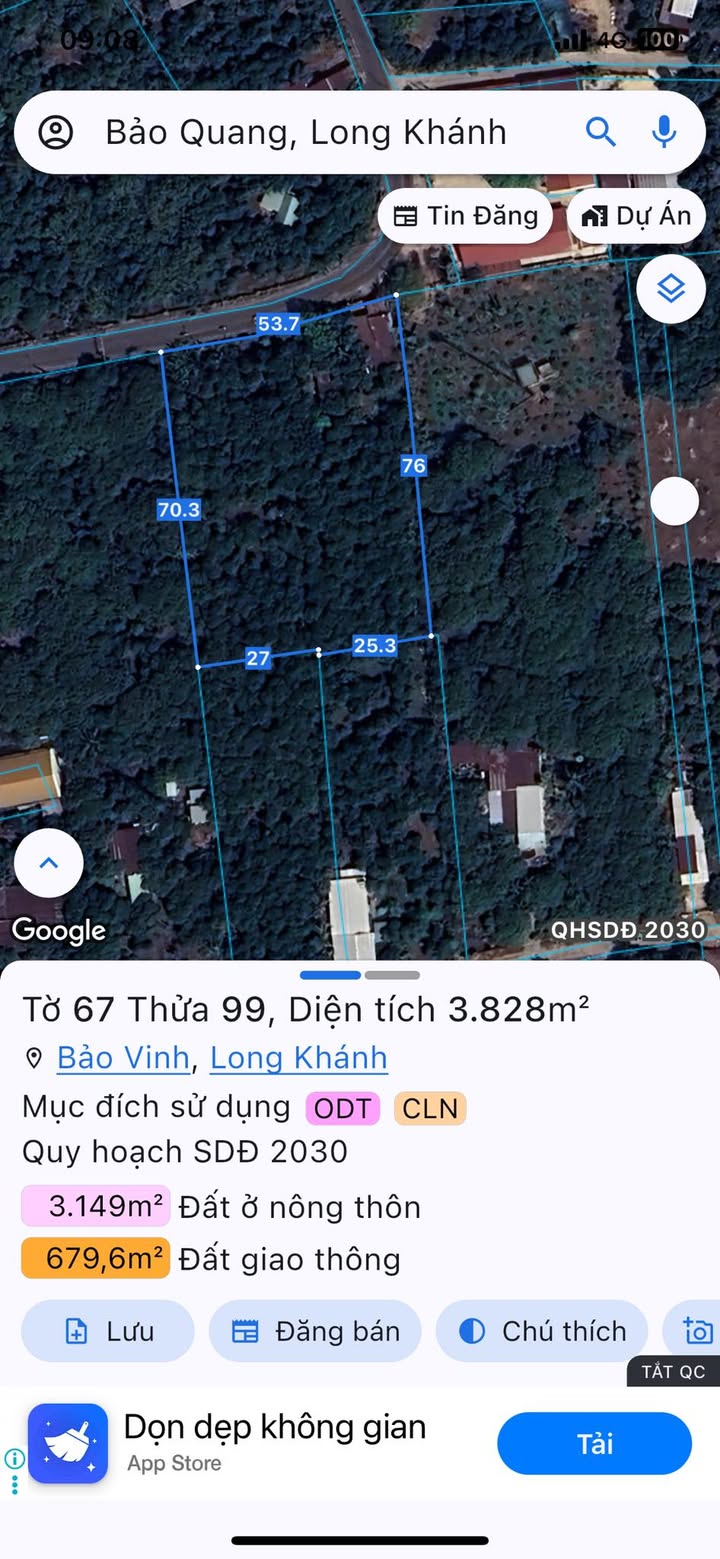 Đất thổ cư Bảo Quang 3800m² giá 12 tỷ - Mặt tiền nhựa chính