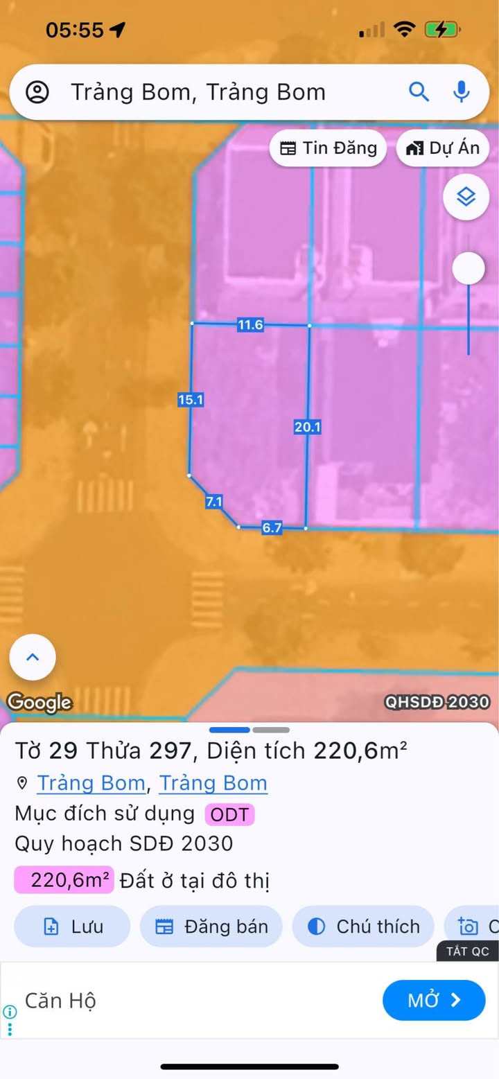 Bán đất đẹp góc 2 mặt tiền Trảng Bom 220,6m² - Vị trí thuận lợi, giá tốt thương lượng!