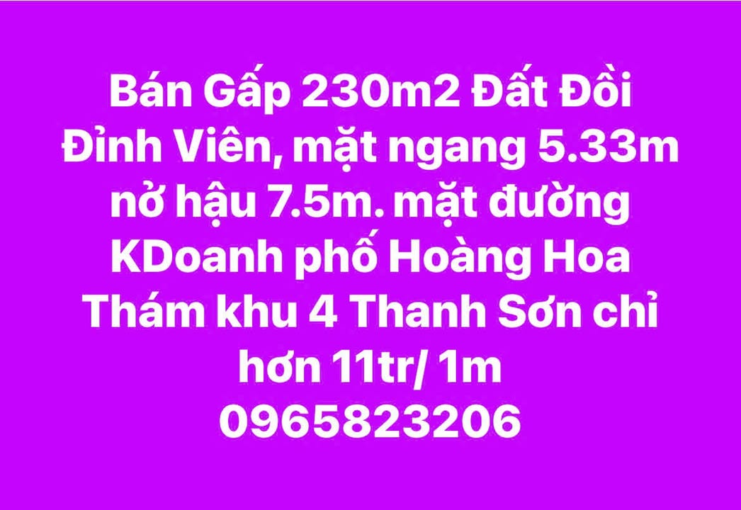 Đất mặt đường Hoàng Hoa Thám, 253m² giá 2.783 tỷ - Kinh doanh thuận lợi!
