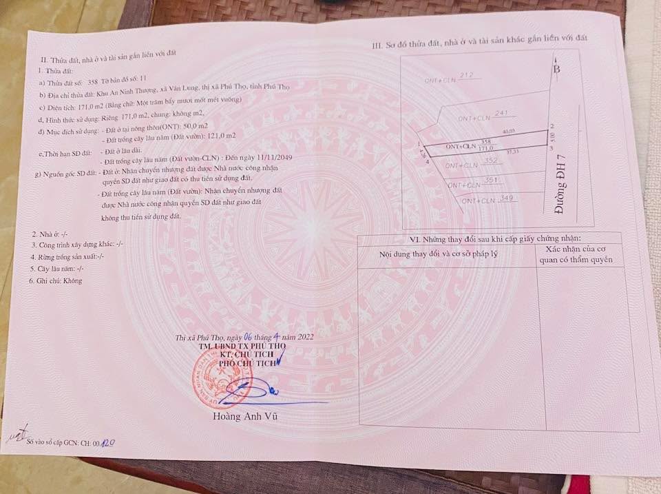 Đất nền 171m² tại xã Văn Lung, Phú Thọ - Mặt tiền 5m, Giá chỉ 1.2 tỷ