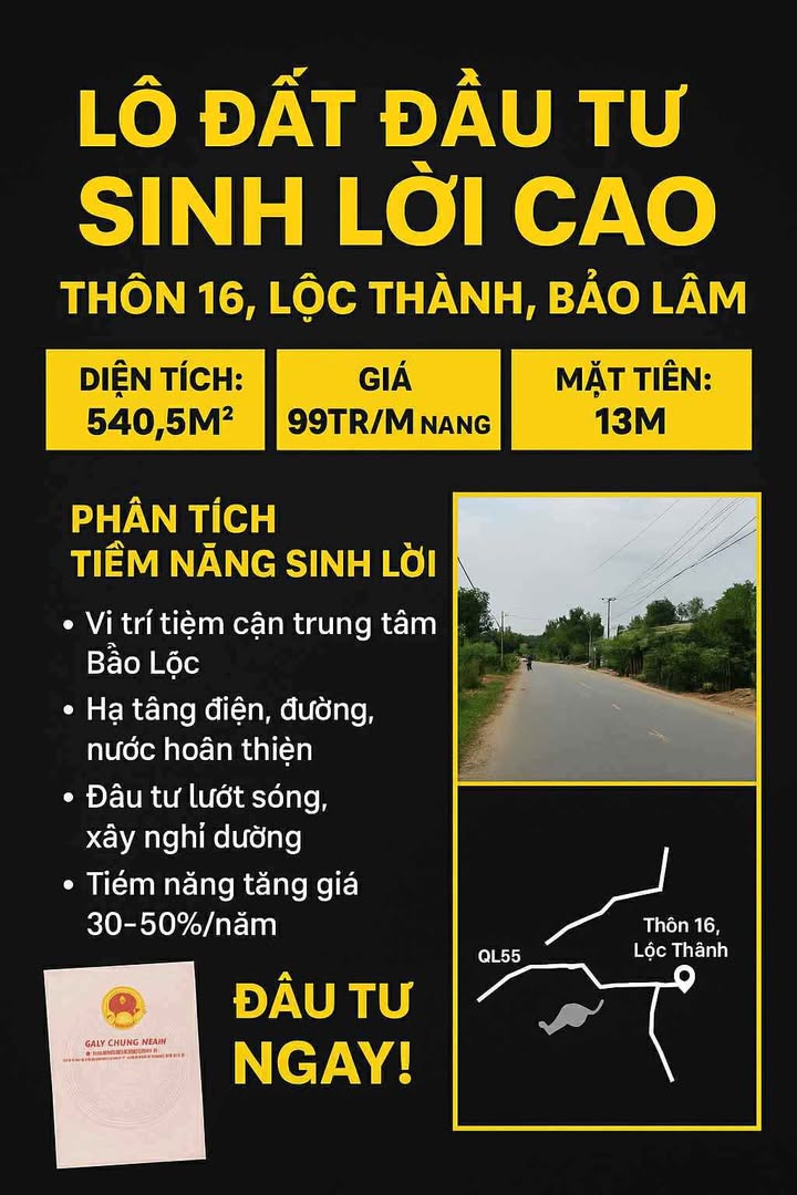 Lô đất đầu tư Bảo Lâm 540m² giá chỉ 1.274 tỷ - Tiềm năng sinh lời cao!