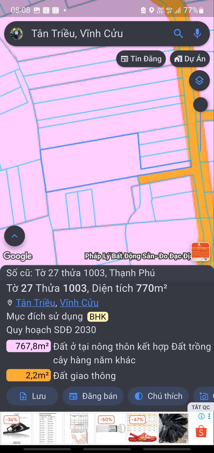 Đất Tân Triều Biên Hòa 721m² giá 3.8 tỷ - Sổ riêng chính chủ