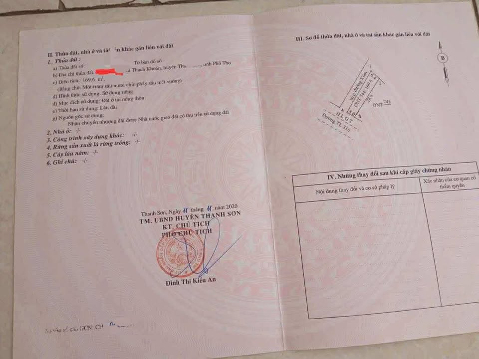 Đất nền lô góc đường 316 Thanh Sơn 169m² - Giá chỉ 1 tỷ VND!