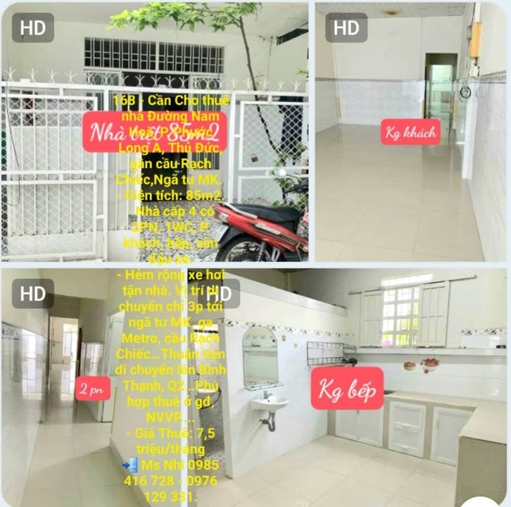 Nhà cấp 4 cho thuê tại Thủ Đức 85m² giá 7.5 triệu - Gần ga Metro tiện lợi!