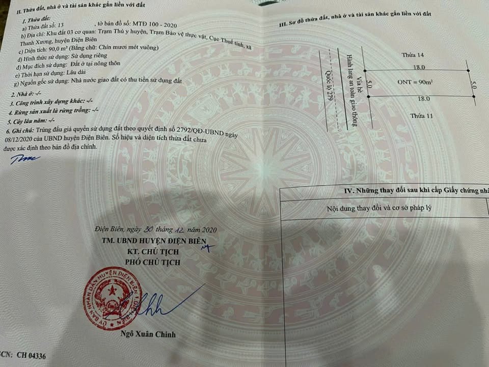 Đất nền mặt đường 279, xã Thanh Xương, Điện Biên - Diện tích 180m², đầu tư sinh lời tuyệt vời!