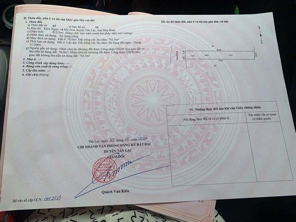 Đất nền Mường Bi - Tân Lạc 812,5m² giá 699 triệu - Sổ hồng chính chủ, mặt tiền 10m