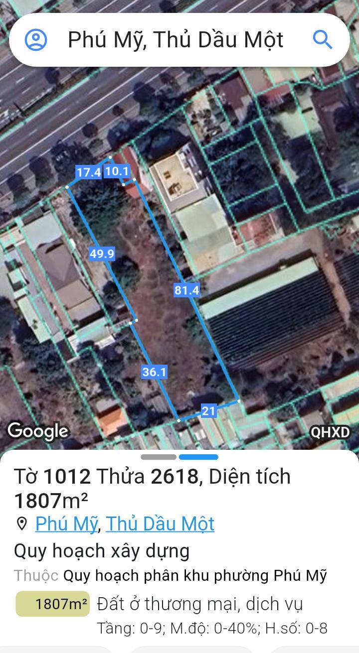 Đất mặt tiền Phạm Ngọc Thạch, Phú Mỹ, Thủ Dầu Một 1810m² - Đầu tư sinh lời cao!