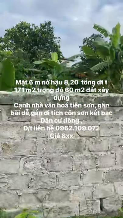 Đất nền 171m² tại Tiên Sơn - Chí Linh, giá chỉ 800 triệu - Cơ hội đầu tư hấp dẫn!