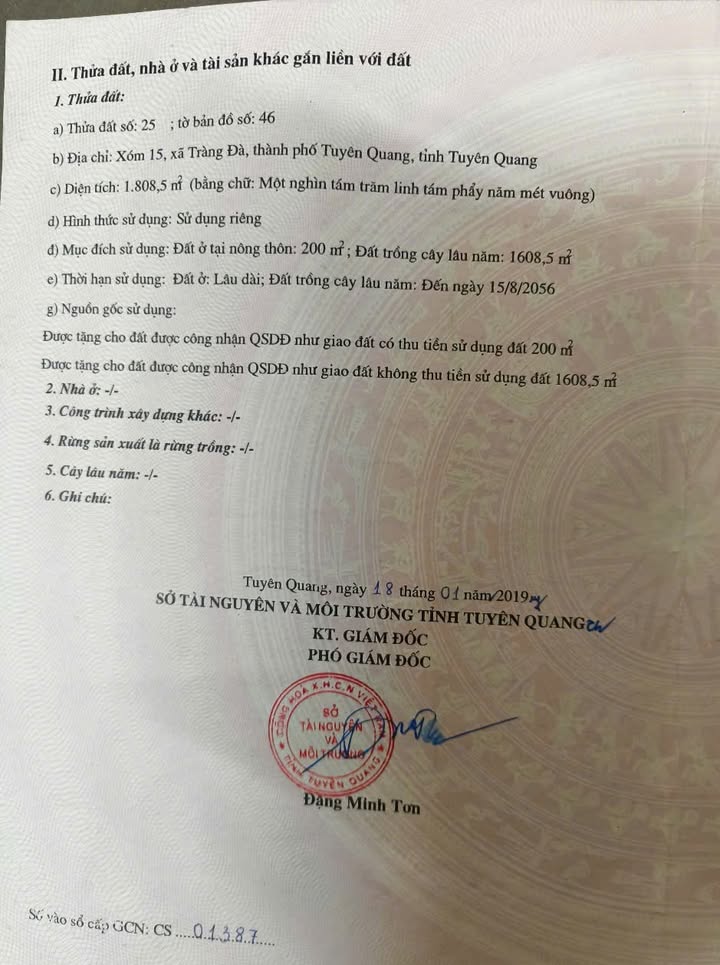 Nhà cấp 4 tại xã Tràng Đà, TP. Tuyên Quang 1808.5m² giá 1.6 tỷ - Dọn vào ở ngay!