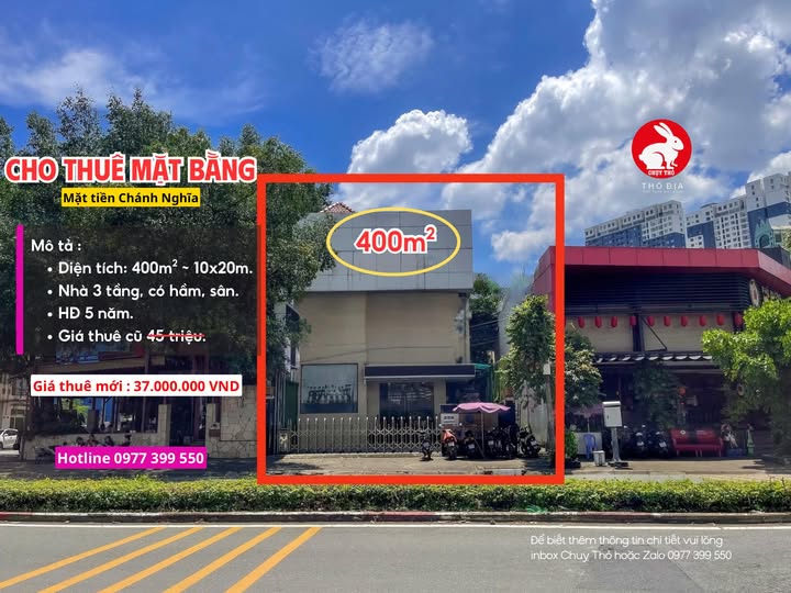 Cho thuê mặt bằng kinh doanh 400m² tại Chánh Nghĩa - Giá chỉ 37 triệu/tháng!