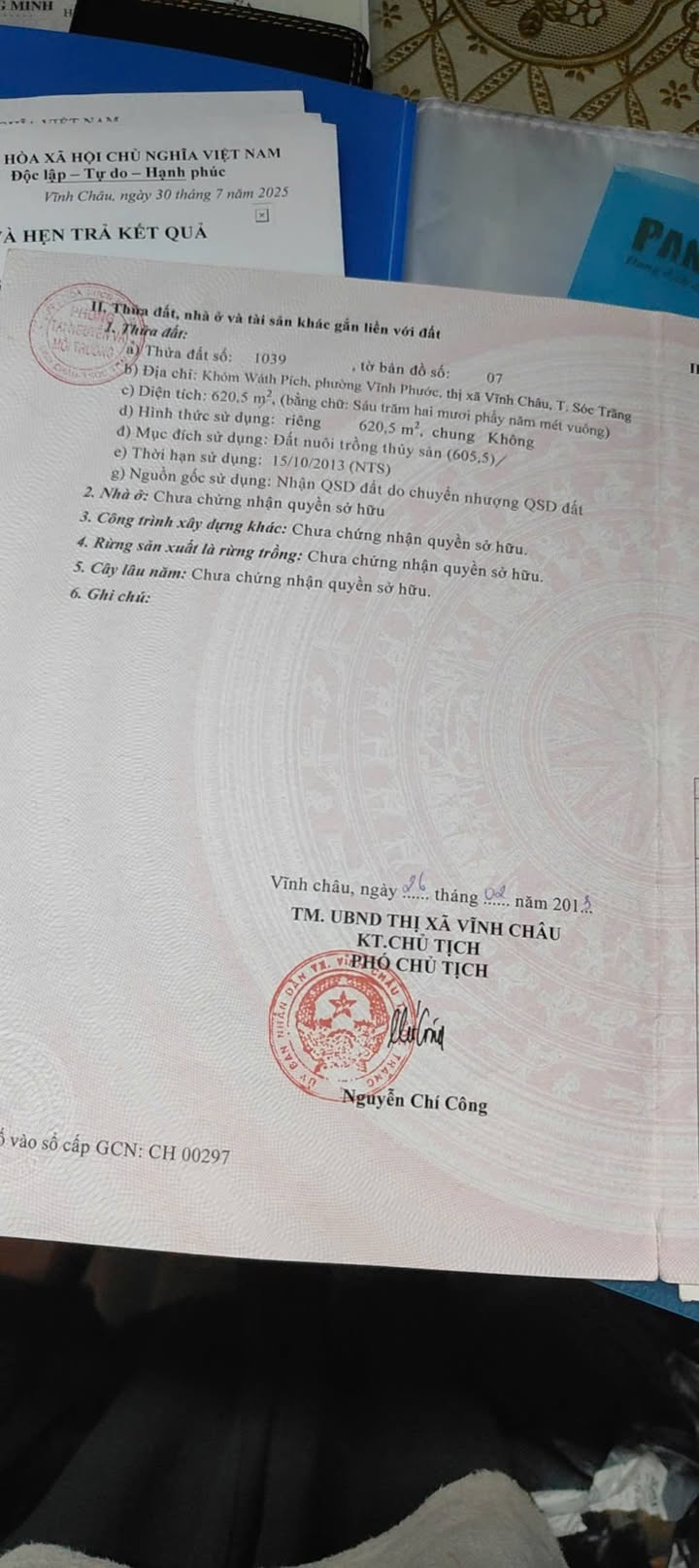 Đất nền Vĩnh Châu 620m² giá 800 triệu - Đường nhựa, sổ đỏ chính chủ!