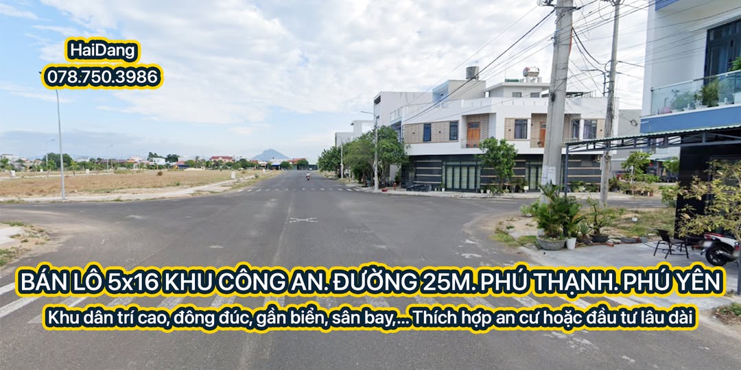 Đất nền Khu Công An Phú Thạnh - Tuy Hòa 80m² giá 1.85 tỷ - Đầu tư sinh lời ngay!