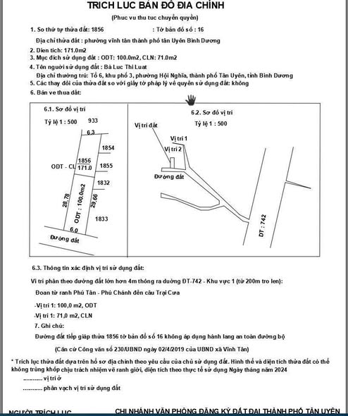 Đất thổ cư 174m² đường Vĩnh Tân 18 - Giá chỉ 1.4 tỷ