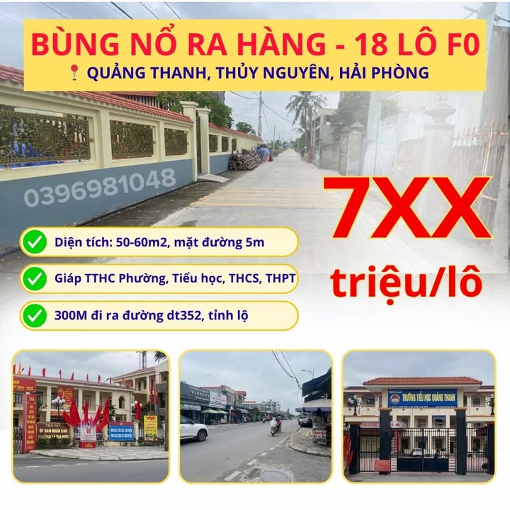 Đất nền chính chủ tại Quảng Thanh, Thủy Nguyên, Hải Phòng - Chỉ 700 triệu/lô