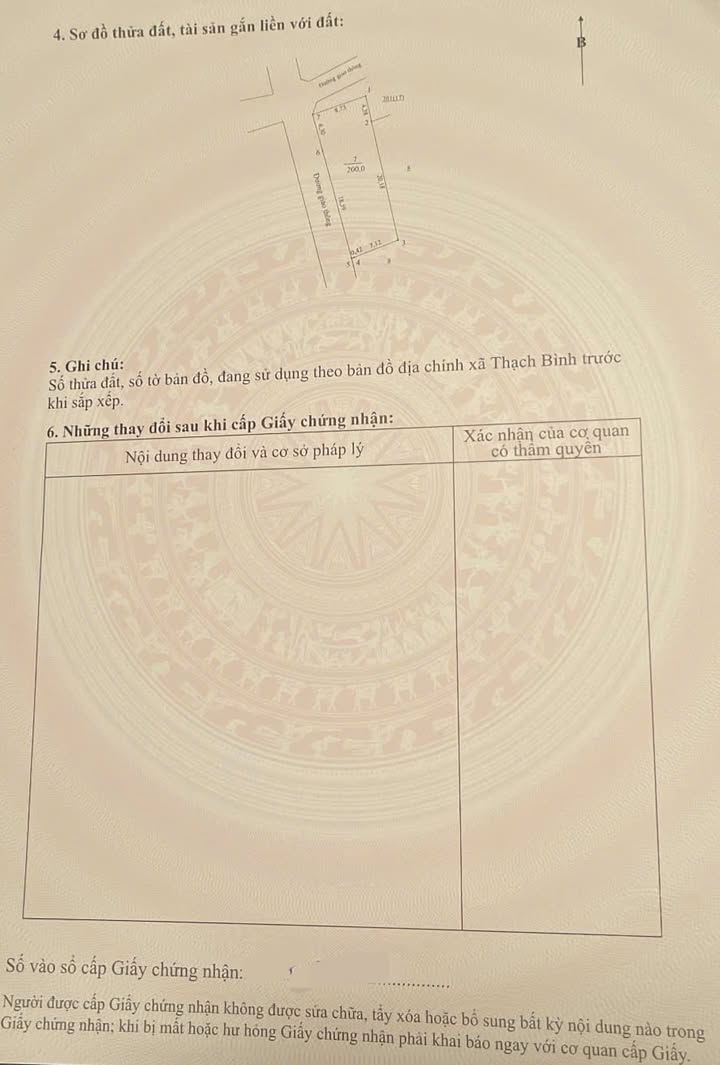 Đất thổ cư Thạch Bình 200m² giá 2.5 tỷ - Sổ đỏ chính chủ, gần T&T