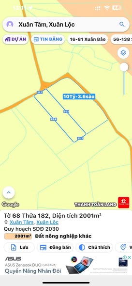 Đất nền Xuân Tâm, Xuân Lộc 11600m² - Đầu tư với 4 mặt tiền đường, giá thỏa thuận!