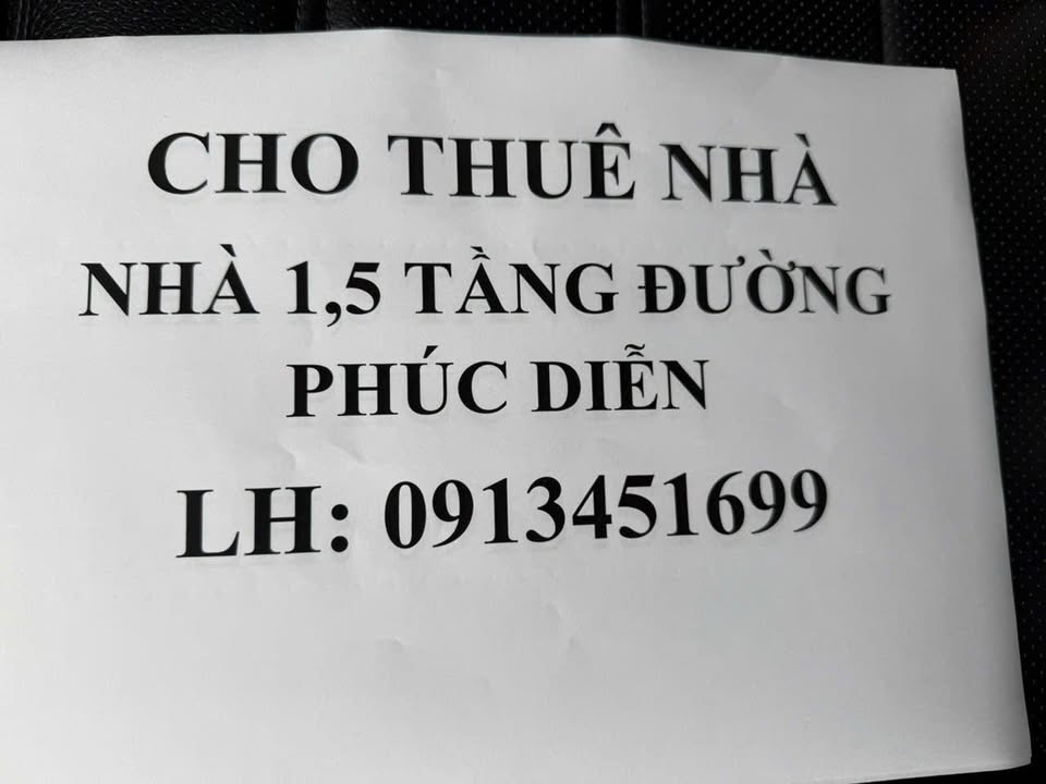 Nhà cho thuê 1,5 tầng tại đường Phúc Diễn, Nam Từ Liêm - Phù hợp gia đình nhỏ và sinh viên!
