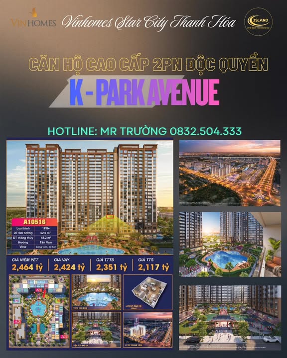Căn hộ 1PN Vinhomes Star City Thanh Hóa 48m² giá 2.117 tỷ - Cơ hội hiếm có!