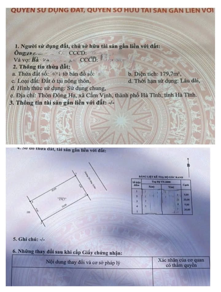Đất thổ cư Đông Vịnh, Cẩm Vĩnh, Cẩm Xuyên 180m² giá 2 tỷ - Đầu tư sinh lời lý tưởng!