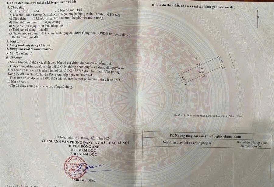 Đất nền Xuân Nộn, Đông Anh 63,3m² - Sổ đỏ chính chủ, vị trí đẹp!