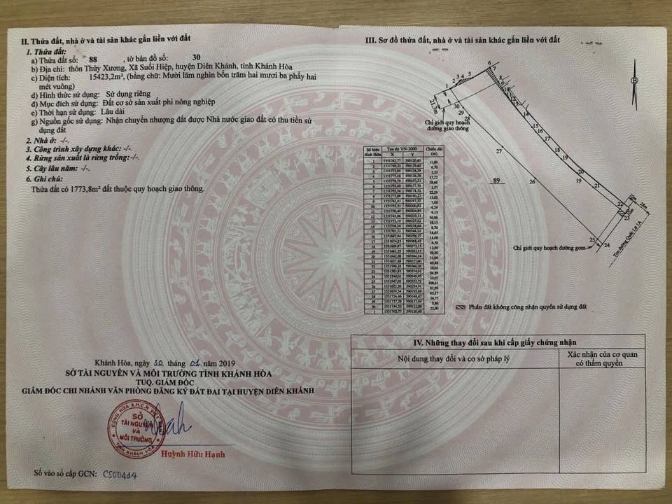 Đất mặt tiền QL1A, xã Suối Hiệp, Diên Khánh 1,54ha - Đầu tư sinh lời ngay!