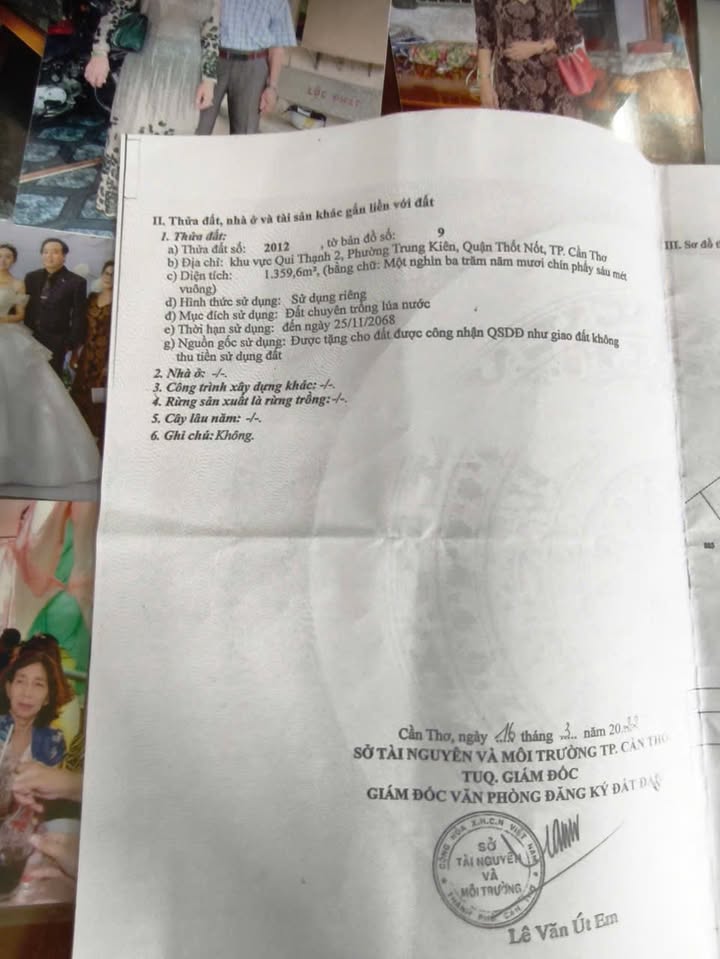 Đất lúa 1.360m² tại Thoát Nốt, Cần Thơ - Pháp lý rõ ràng, giá thương lượng!