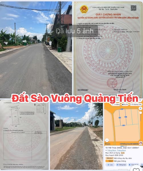 Đất 1 sào Quảng Tiến Trảng Bom 3600m² giá 2 tỷ - Đầu tư sinh lời ngay!