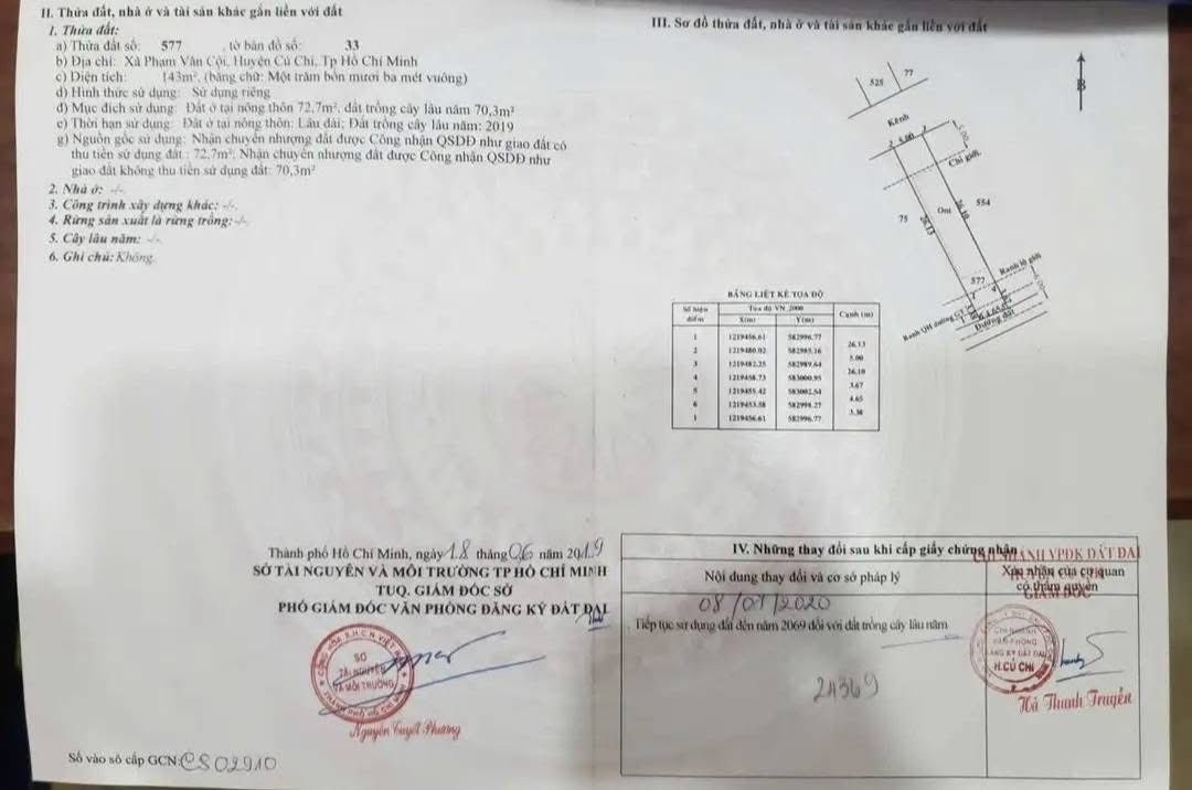 Đất nền xã Phạm Văn Cội, Củ Chi 143m² giá 1.55 tỷ - Mặt tiền đường nhựa, tiềm năng phát triển!