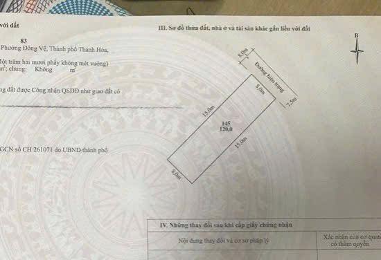 Đất nền tại Phường Đông Vệ, Thanh Hóa 120m² - Sẵn sàng tách lô!