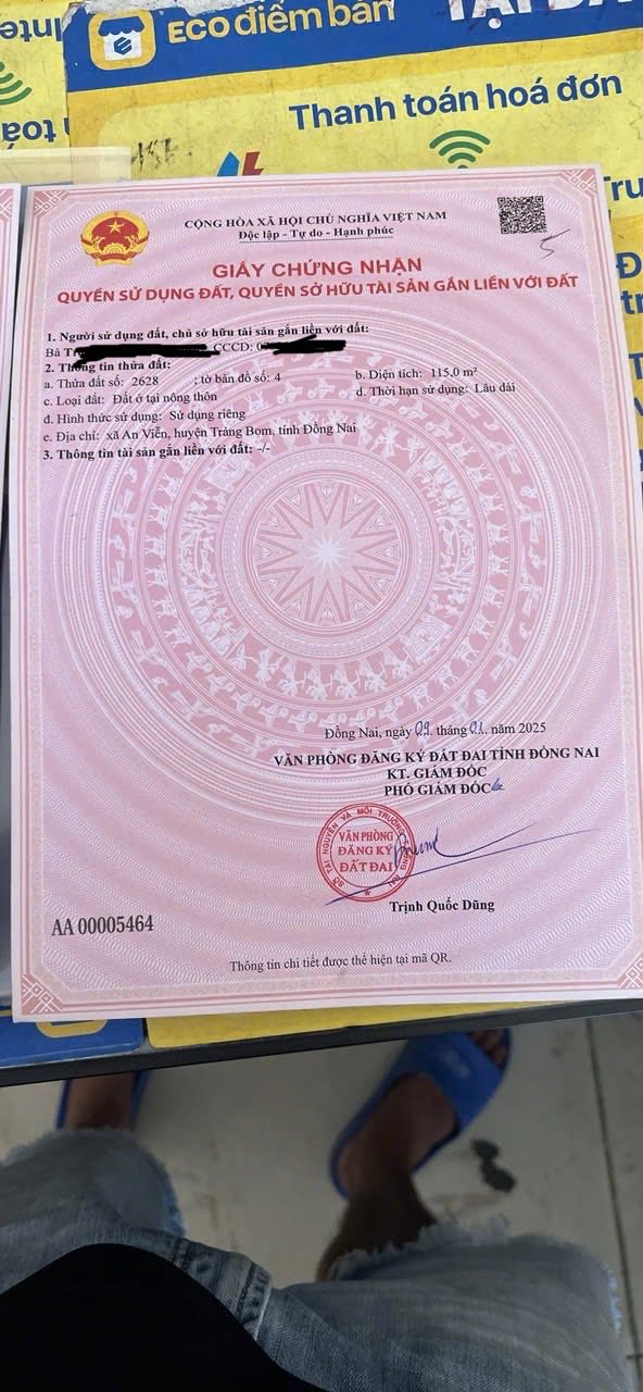 Đất nền An Viễn Trảng Bom 115m² - Chính chủ bán 2 lô liền kề, thổ cư 100%!