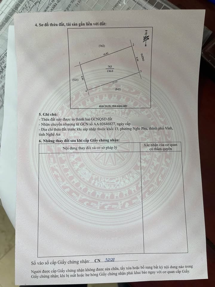 Bán lô đất Nghi Phú, TP Vinh 136m² giá 6 tỷ - Đầu tư sinh lời lâu dài!