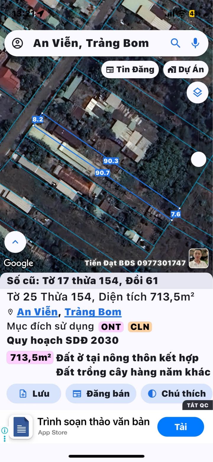 Đất nền An Viễn Trảng Bom 737.9m² giá 2.5 tỷ - Chính chủ bán gấp!