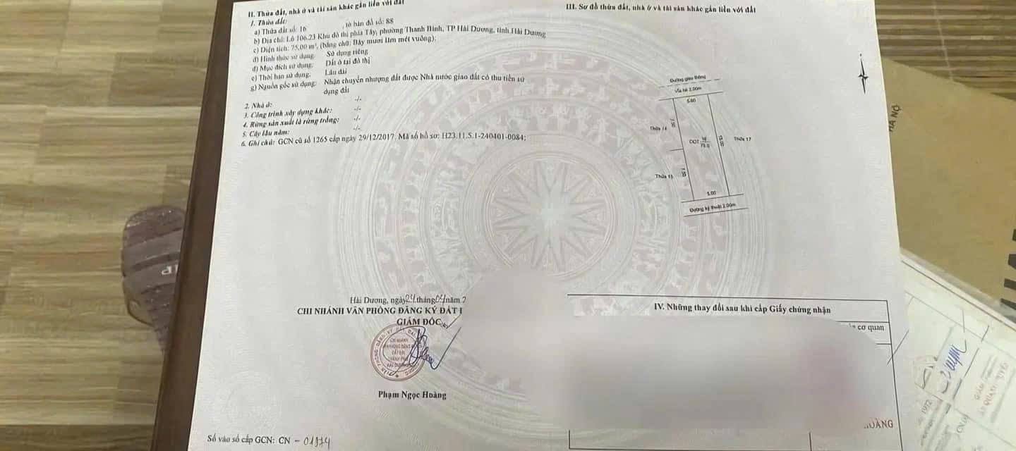 Đất nền KĐT Phía Tây Hải Dương 75m² giá 4.85 tỷ - Vị trí đắc địa gần chợ