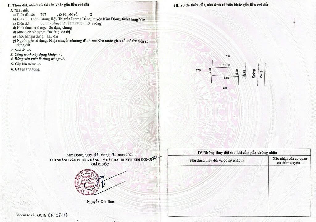 Bán đất Thị trấn Lương Bằng, Kim Động, Hưng Yên 80m² - Sổ đỏ chính chủ, đầu tư sinh lời!