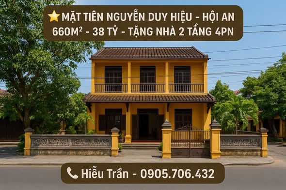 Townhouse mặt tiền Nguyễn Duy Hiệu Hội An 660m² giá 38 tỷ - Vị trí thương mại hiếm có!