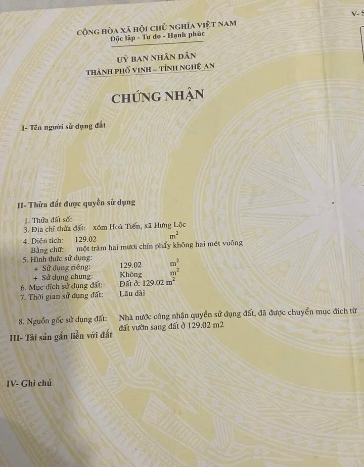 Đất nền Hòa Tiến, Hưng Lộc 129m² giá 2.56 tỷ - Hướng Tây Nam đẹp