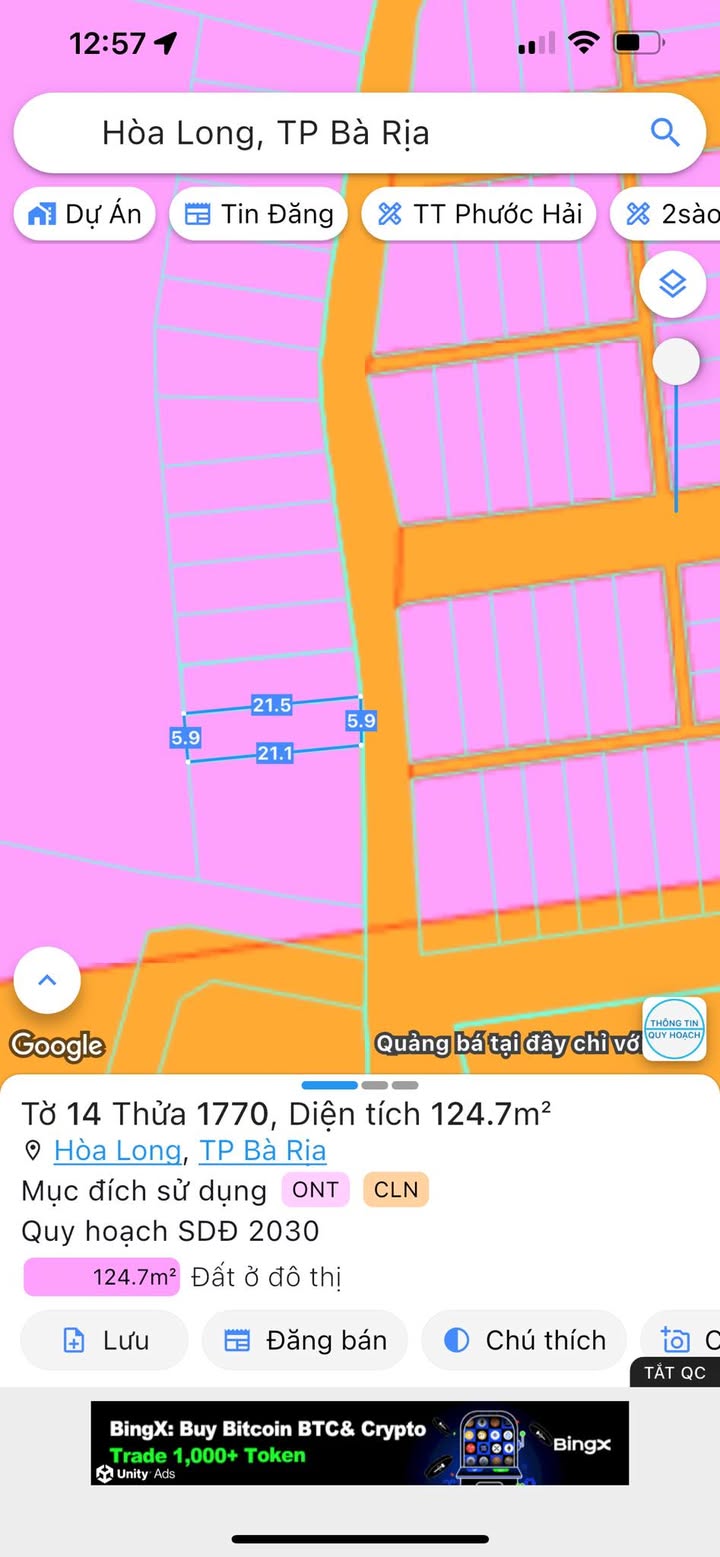 Đất thổ cư 123m² Hoà Long, Bà Rịa - Giá chỉ 1.75 tỷ - Tiềm năng sinh lời cao!