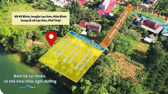 Lô đất thổ cư 600m² mặt hồ tại Lạc Sơn, Hòa Bình chỉ 650 triệu - Cơ hội vàng cho bạn!