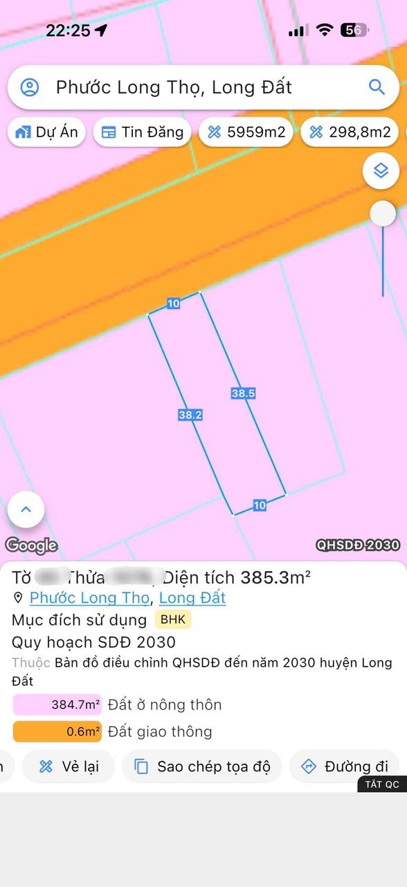 Đất nền mặt tiền Quốc lộ 55, Phước Long Thọ 385m² - Cơ hội đầu tư tuyệt vời!