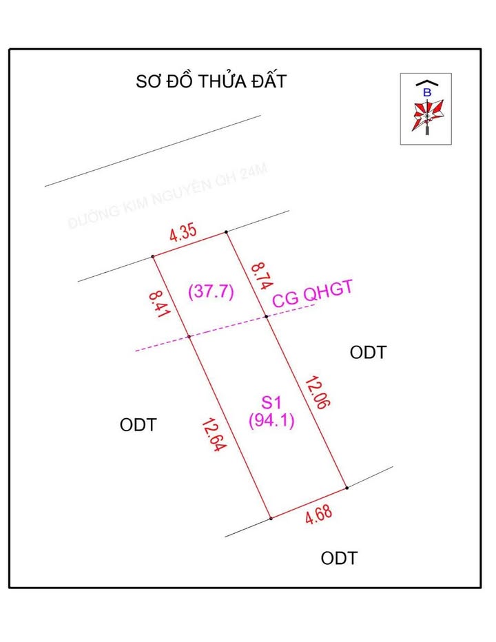Đất mặt đường Kim Nguyên, Nghi Kim 94.1m² giá 2 tỷ - Vị trí đẹp, gần khu dân cư!