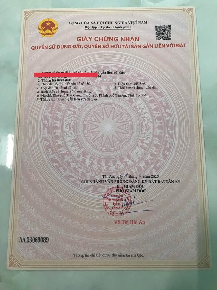 Đất nền Thọ Cang, Tân An 344m² giá 2.5 tỷ - Sát vòng xoay, đầu tư sinh lời!