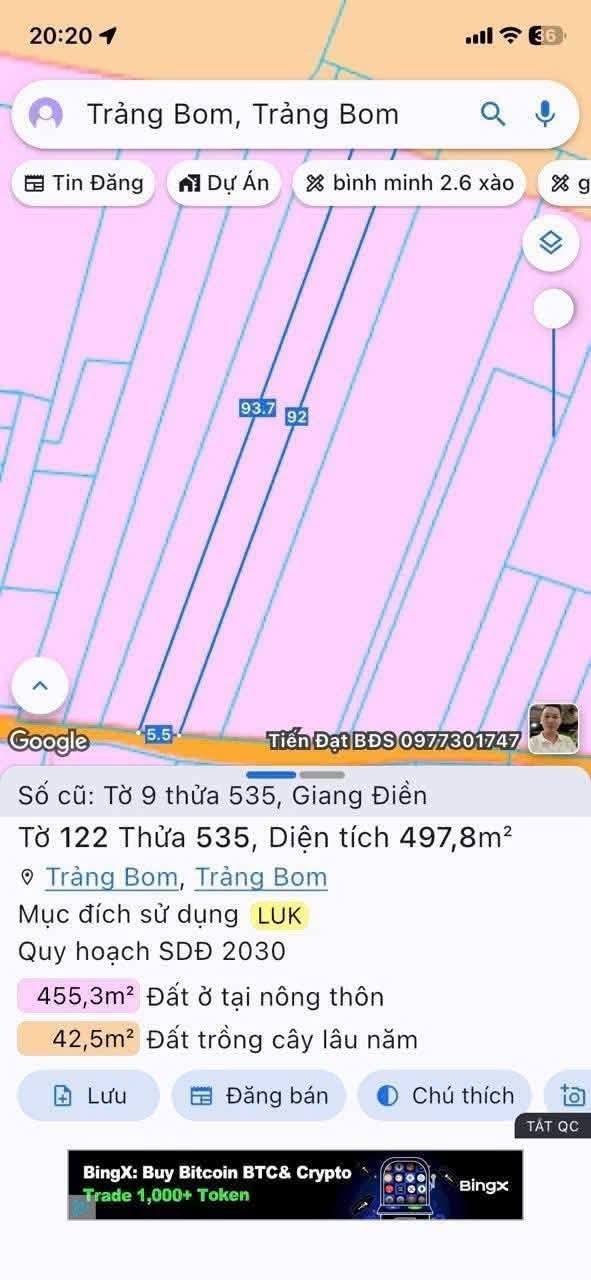 Đất nền Giang Điền, Trảng Bom 500m² giá 1.15 tỷ - Sổ riêng chính chủ!