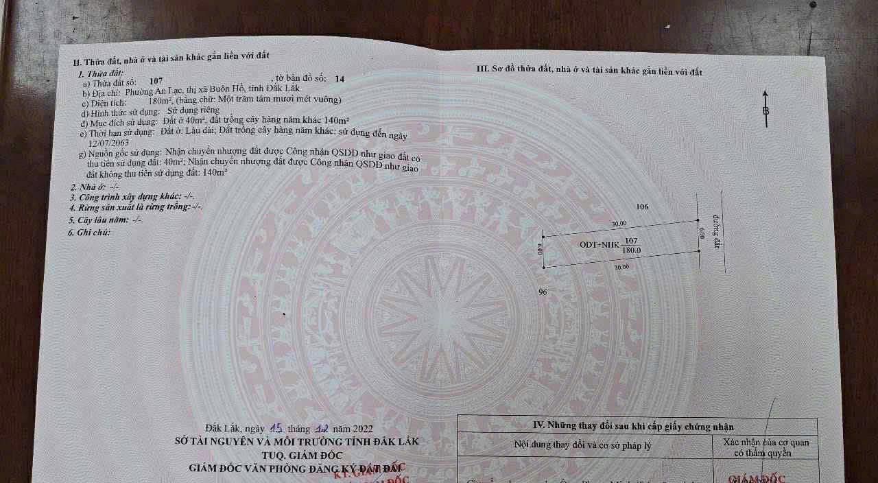 Đất thổ cư 180m² hẻm Đinh Núp, Buôn Hồ - Giá 635 triệu, chính chủ bán gấp!