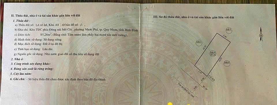 Đất kinh doanh mặt đường Núi Mồ Côi, Nhơn Phú, 85,26m² giá 2,55 tỷ - Đầu tư sinh lời ngay!