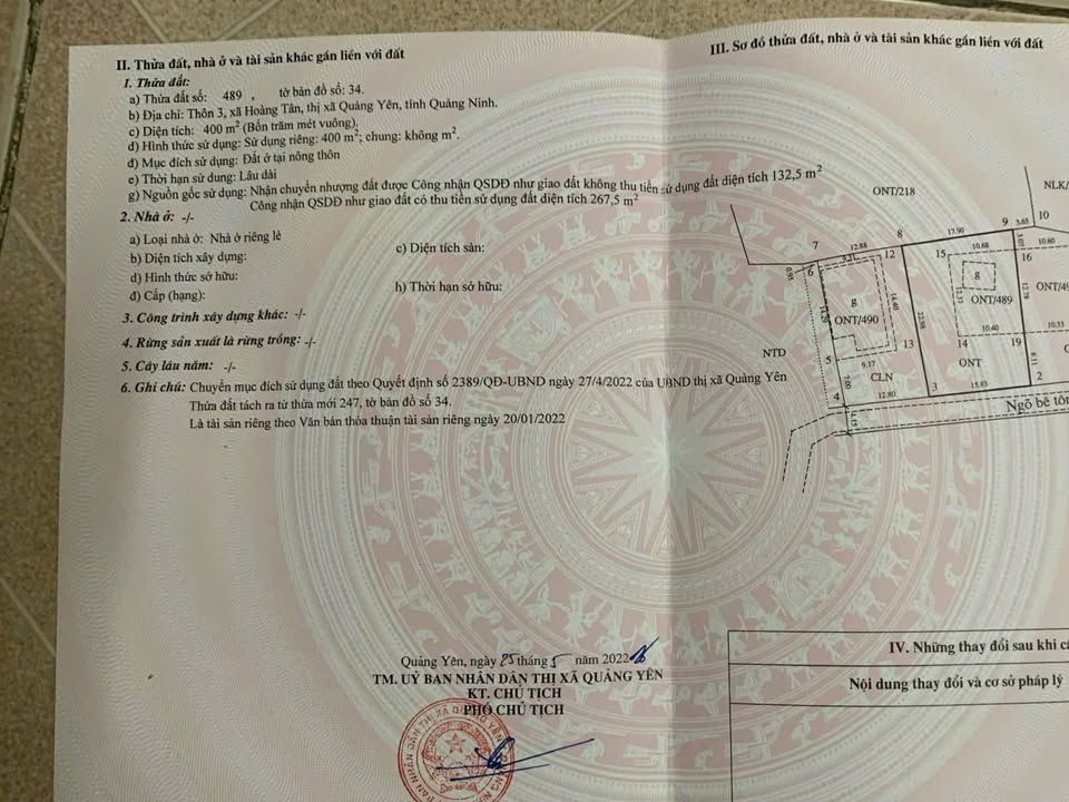 Đất thổ cư 400m² tại Hoàng Tân, Quảng Yên - Giá tốt, đầu tư sinh lời!