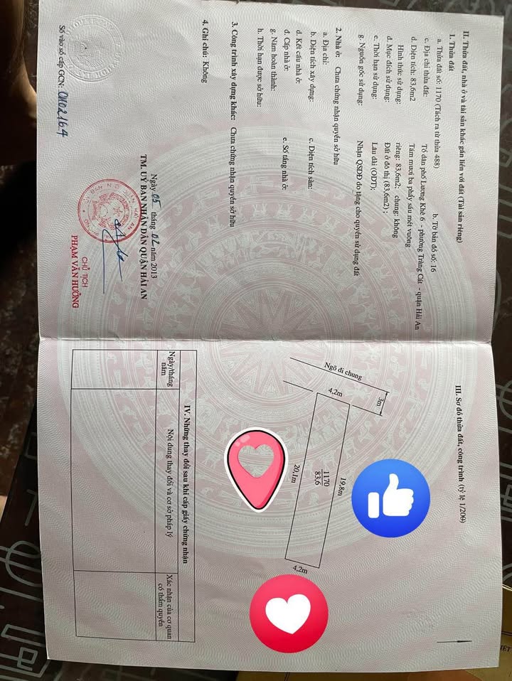 Đất nền 2 lô liền kề đường Thành Tô, Hải An, 83m² - Giá chỉ 2.075 tỷ!