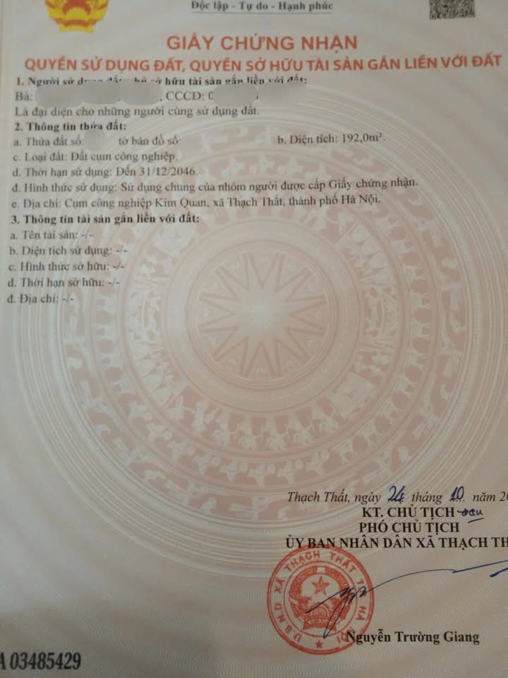 Bán Warehouse 200m² mặt đường 419, xã Kim Quan, Thạch Thất - Sổ đỏ chính chủ!