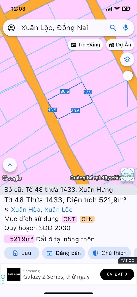 Đất thổ cư Xuân Hòa 521.9m² giá từ 1.1 tỷ - Cơ hội đầu tư tuyệt vời!